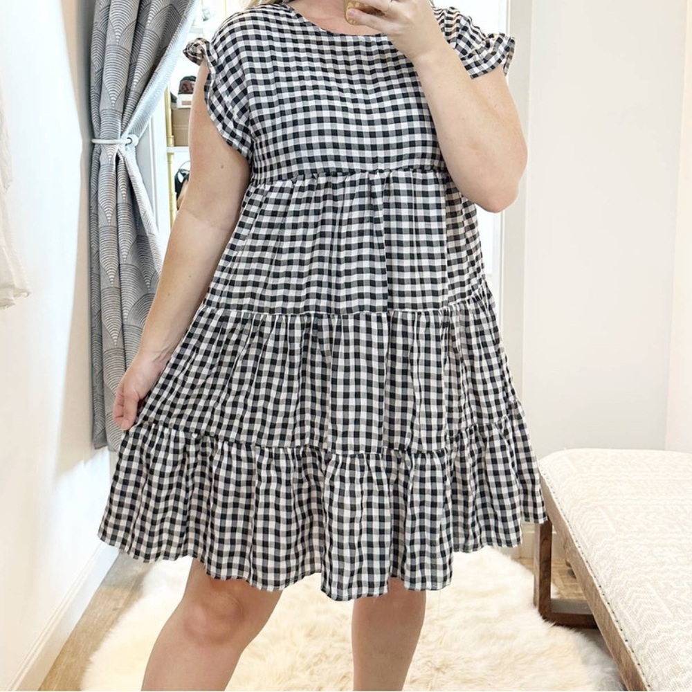 Petal & Pup Black and White Gingham Mini Dress
